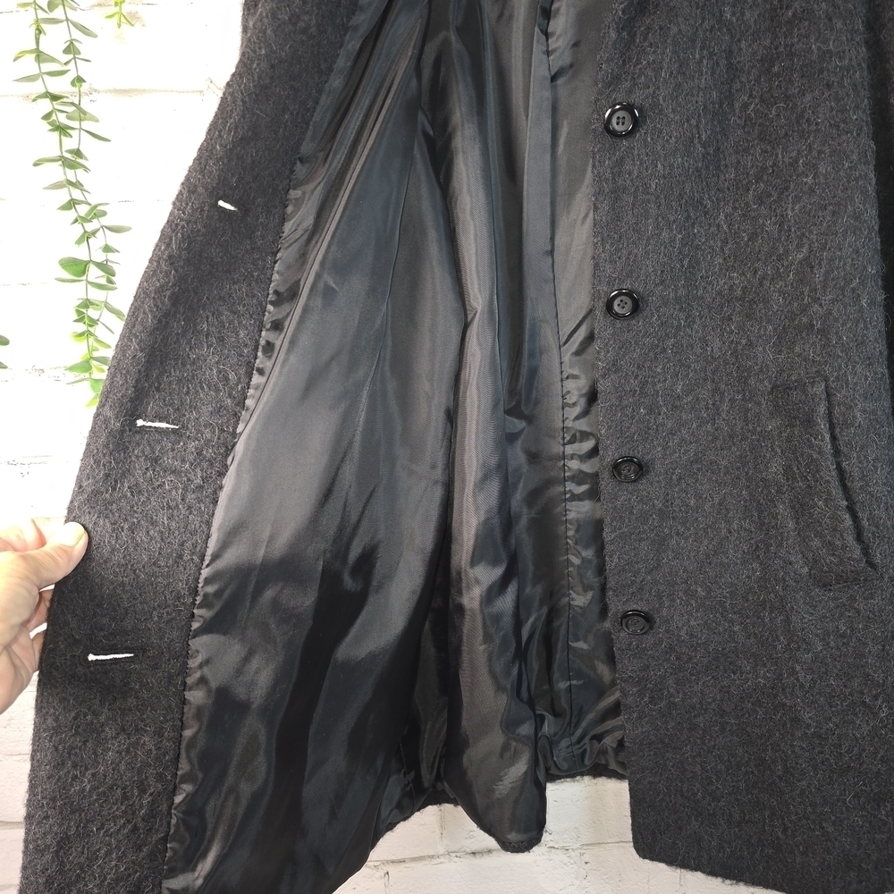 THE TOG SHOP BLACK ALPACA MOHAIR WOOL BLEND BUTTON DOWN PEA COAT WOMENS 12 EUC - Picture 6 of 8